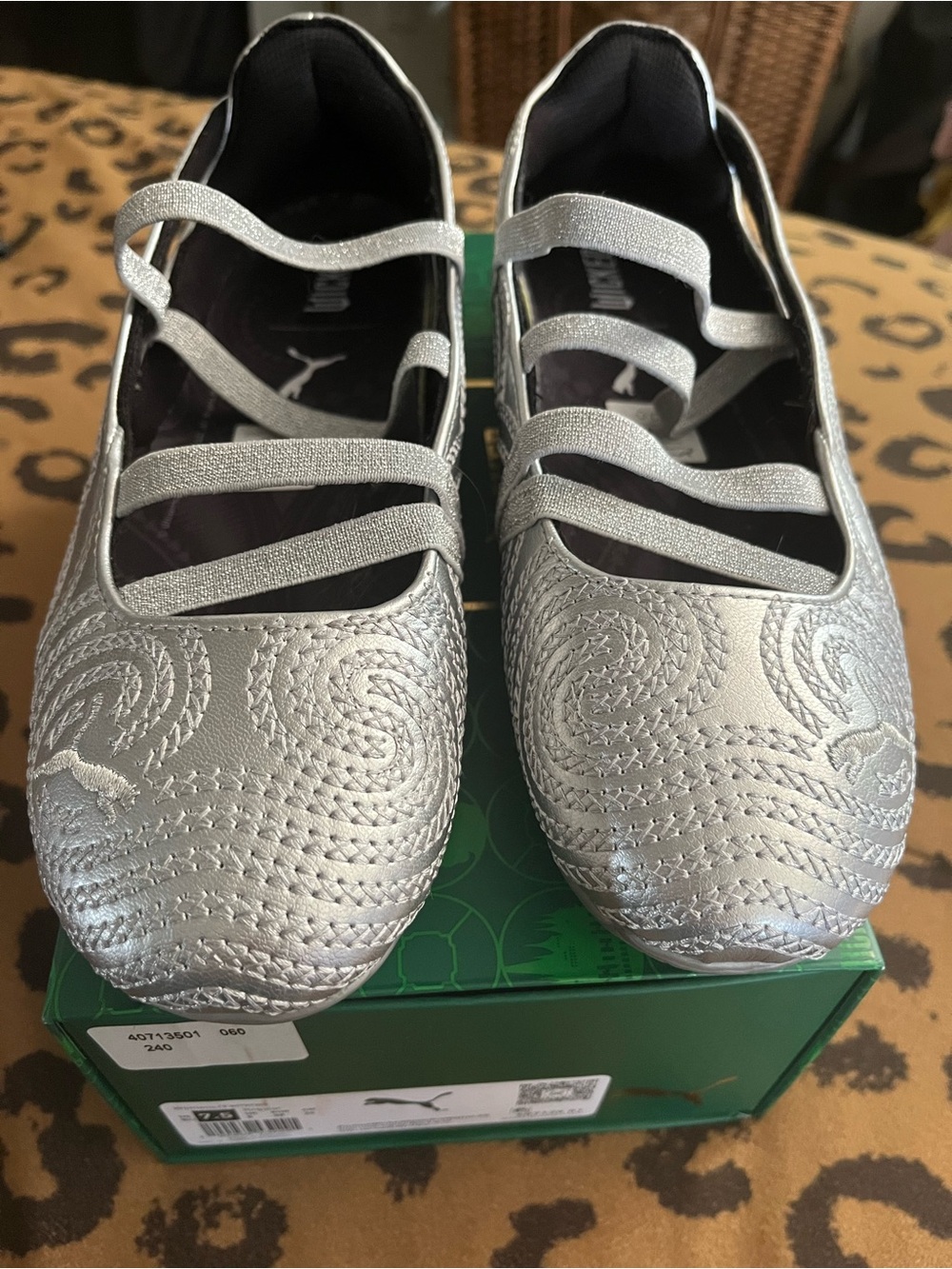PUMA x Wicked Speedcat Silver Women’s Slip-On Ballet Flats with Straps